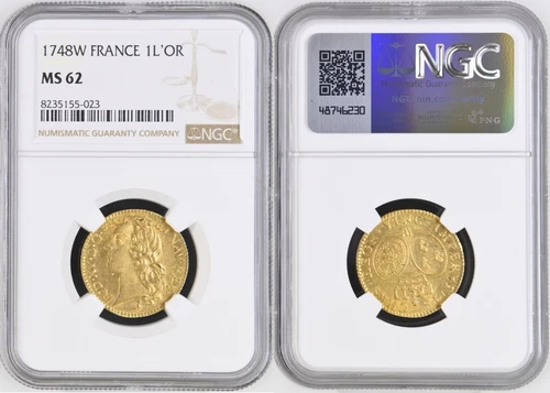 France - Louis XV - Louis d'or 1748 Lille - NGC MS62