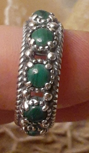 Carolyn Pollack Relios Sterling Silver Green Malachite Gemstone Band Ring Size 7 - Picture 11 of 14