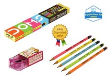 Pack of 12 NEON HB Pencil Eraser Rubber Tipped HB Pencils with 1 FREE Sharpeners