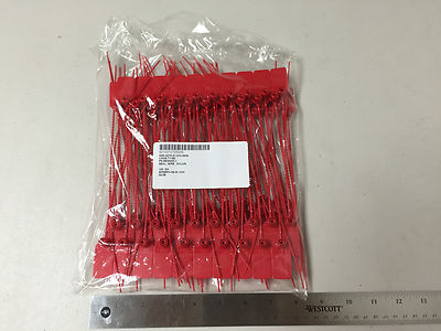 (BAG OF 100) E.J. BROOKS  6630000-1   RED ANTIPILFERAGE SEAL  
