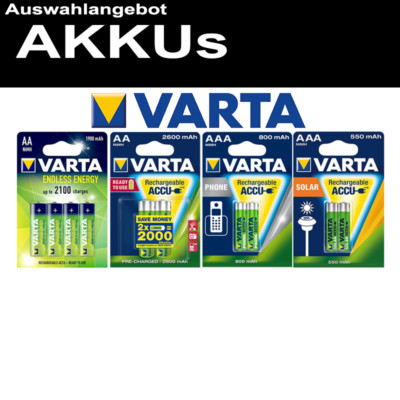 VARTA AKKU D MonoR20  9V-Block C Baby R14 AAA Micro AA R6 Mignon