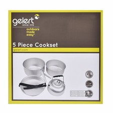 Image of Gelert 5 Piece Cookset Unisex Camping Cooksets Aluminium Compact