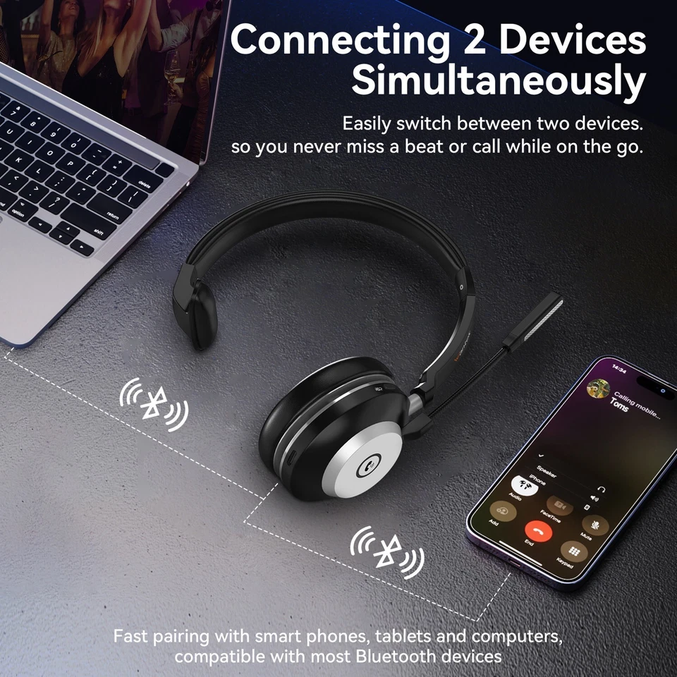 Bluetooth Earpiece with Microphone USB Dongle Wireless Headset for PC/Phone - Image 4 of 4