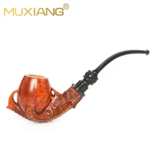 MUXIANG Handmade Briar Smooth Freehand Pipe Wooden Tobacco Pipe Cumberland Stem