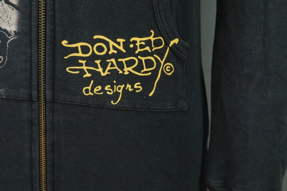 Chaqueta Ed Hardy por Christian Audigier Gris Tatuaje Impreso Cremallera Completa Pista M Foto 4 de 4