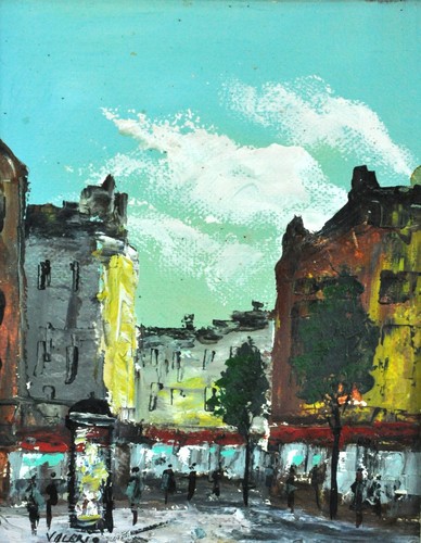 Bonito paisaje urbano, óleo a bordo. Marco firmado VALERIO tamaño: 16"" x 18 - Imagen 8 de 10