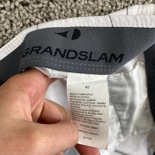 Grand Slam Golf Shorts Men's Size 40 White Checkered Flat Front Polyester Blend - Picture 6 of 9