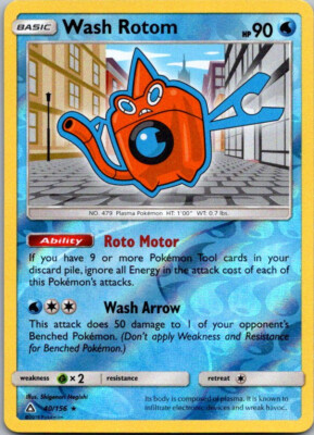Pokemon Ultra Prism Wash Rotom Reverse Holo 40/156