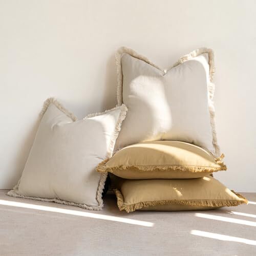 Pillow Covers Boho Farmhouse 22x22 Set of 2 22" x 22" (Pack of 2) Beige - Bild 5 von 6