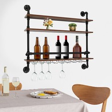 Industrial Pipe Shelf Wine Rack Bar Shelves W...