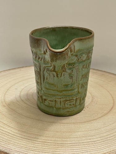 Vintage Frankoma Rare Pattern Green Ceramic Creamer Farmers Merchants Bank 7A - Picture 2 of 7