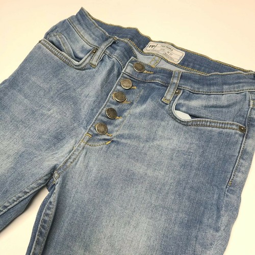 Free People Jeans Women 27 Blue Solid Denim Raw Hem Button Fly Stretchy - Picture 9 of 9