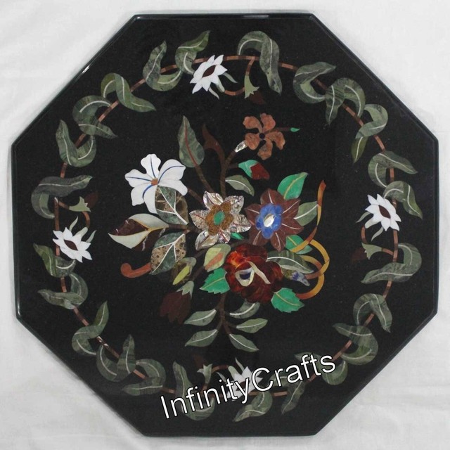 24 Inches Black Marble Coffee Table Top Unique Design Inlaid Living Room Table 24 Inches Black Marble Coffee Table Top Unique Design Inlaid Living Room Table
