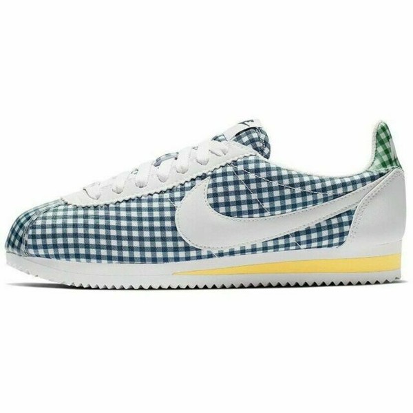 nike cortez white with blue check