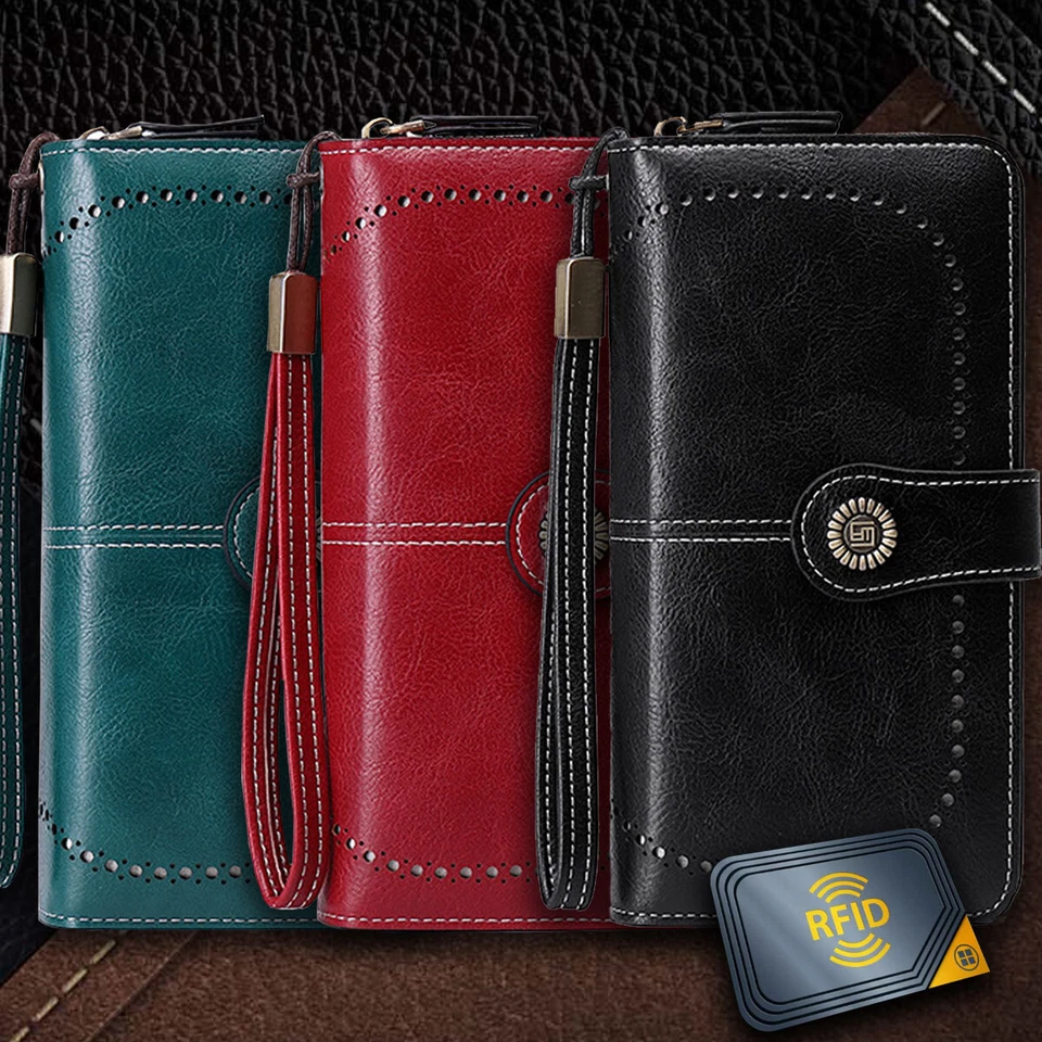 Women Leather Wallet Zipper Lady Long Card Holder Coin Case Handbag Clutch Purse - image 2 of 4