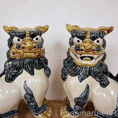 Unused Shisa Dogs Gatepost Monchu 12.9in Okinawa Japan Traditional