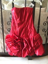 Jessica McClintock VINTAGE NEW short prom cocktail rosette dress red Junior 1