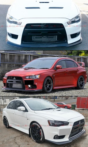 FOR 2008-2015 MITSUBISHI EVO X 10 MR RAL STYLE FRONT BUMPER LIP SPOILER SPLITTER - Picture 5 of 5