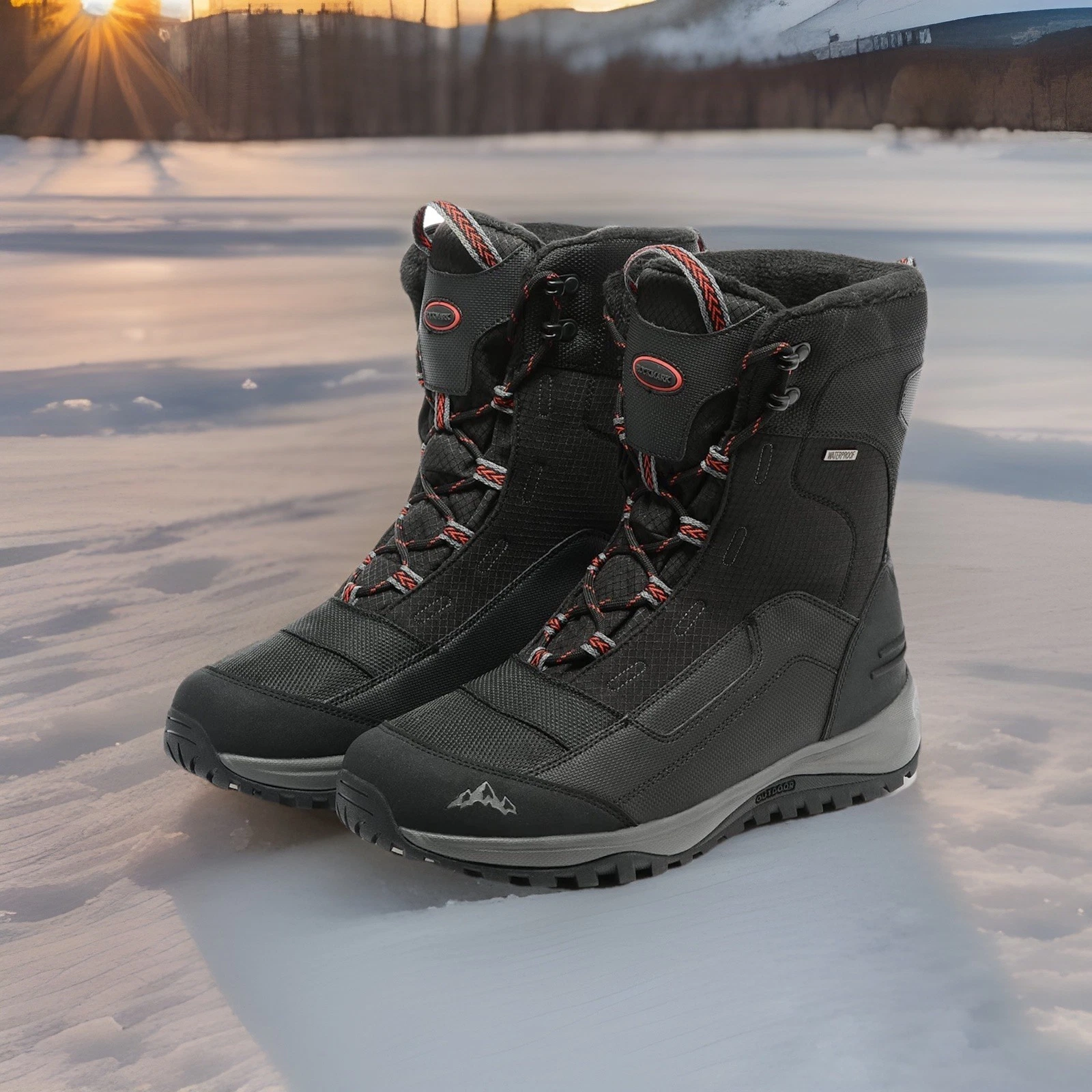 Rockmark Men’s Winter Boot,Warm Mid Calf,Waterproof,Non-Slip Size 12.5