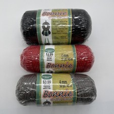 Bonnie Macram  Craft Cord 4mm Lot Of 3 Red Black Smoke Gray NEW 6 Super Bulky