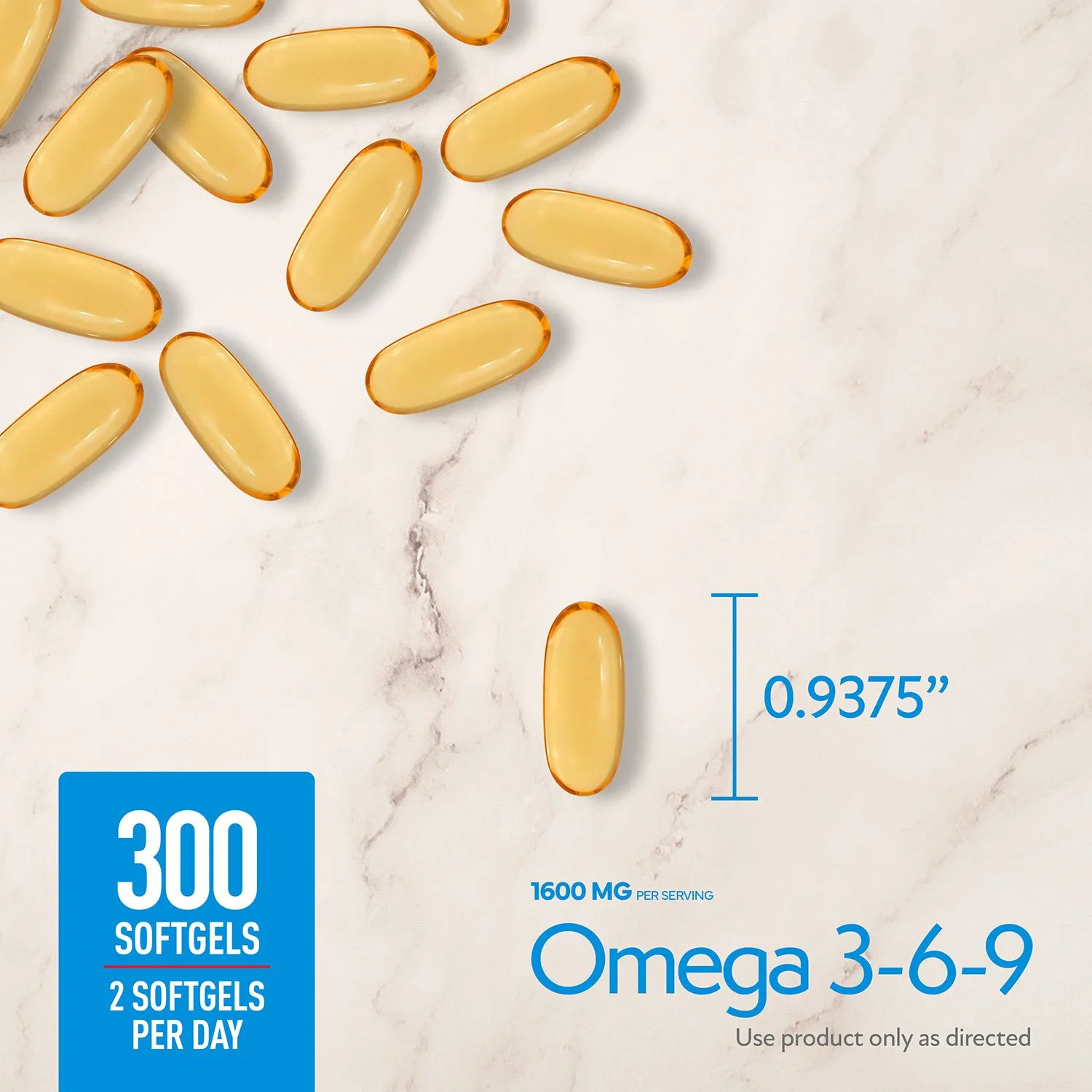 (2-Pack) Omega 3-6-9 Softgels 1600 mg, 300 count &mdash; Sustainably sourced Tuna Oil