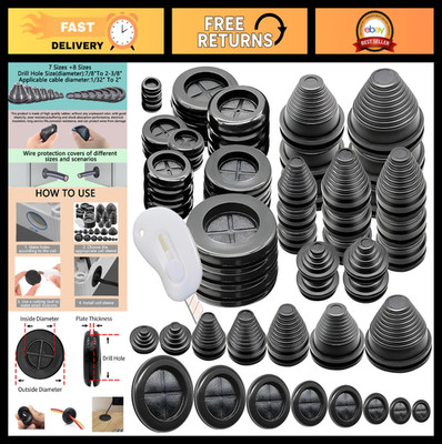 30PCS Rubber Grommet Kit - Double-Sided Firewall Hole Plugs & Box Cutter for Cab