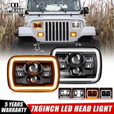 Paar LED Scheinwerfer 5x7" E-geprüft Amber DRL For Jeep Wrangler YJ Cherokee XJ