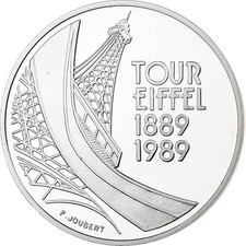 [#133738] France, 5 Francs, Eiffel Tower, 1989, MDP, Proof, Silver, MS