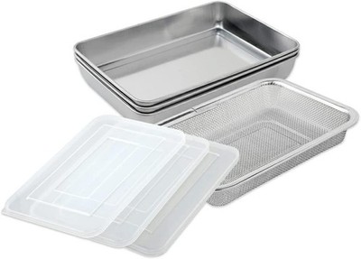 , 7-Piece Set Stainless Steel Stackable Kitchen Food Containers With Flexible...