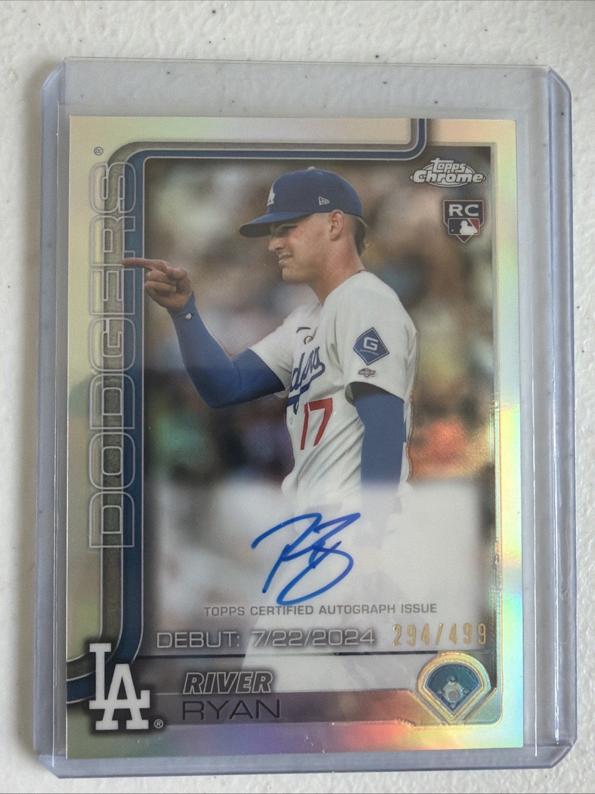 RIVER RYAN 2025 TOPPS CHROME AUTOGRAPH ROOKIE REFRACTOR /499 DODGERS