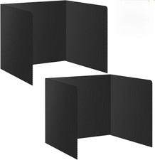 2Pack Black Desk Dividers for Student, Waterproof Plastic Privacy Folders for Cl