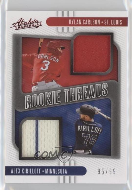 2021 Absolute Rookie Threads Duals Red 95/99 Alex Kirilloff Dylan Carlson RC uk2
