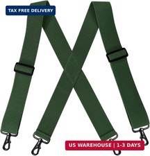 Men's Heavy Duty Belt Loops X Back 2 Inch Suspenders with 4 Snap Hooks