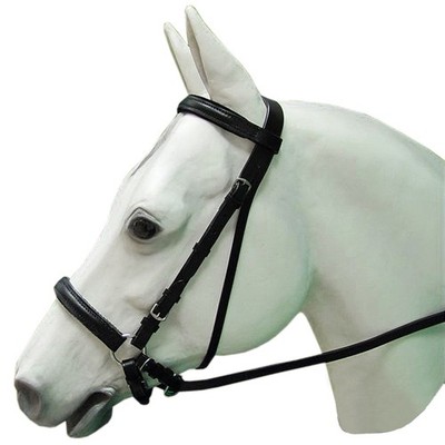 54HS Leather English Bitless Bridle Horse Reins Bitfree Black Hilason