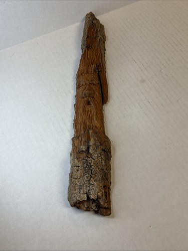 1997 Hand Carved Tree Wood Old Man Face Folk Art, Signed Set Of 2 Christmas - Bild 8 von 18