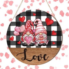Valentine's Day Door Sign Valentine Gnome Hanging Sign Wooden Valentine's Day...