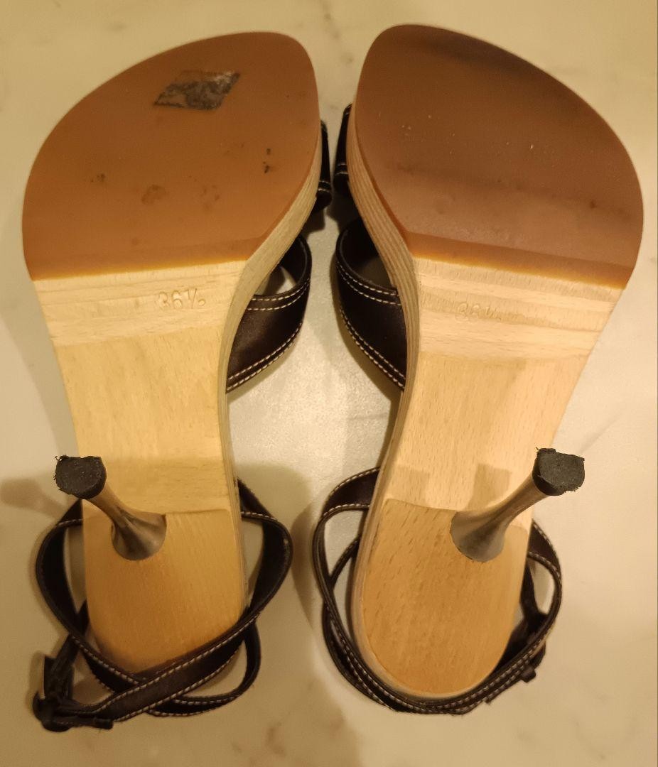 PRADA Women's Strap Sandals EU 36.5 Leather Dark Brown From
