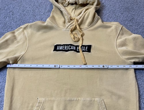 Y2K AEO Oversized Hooded Sweatshirt Women’s S Yellow Pockets Streetwear Hip Hop - Picture 7 of 15