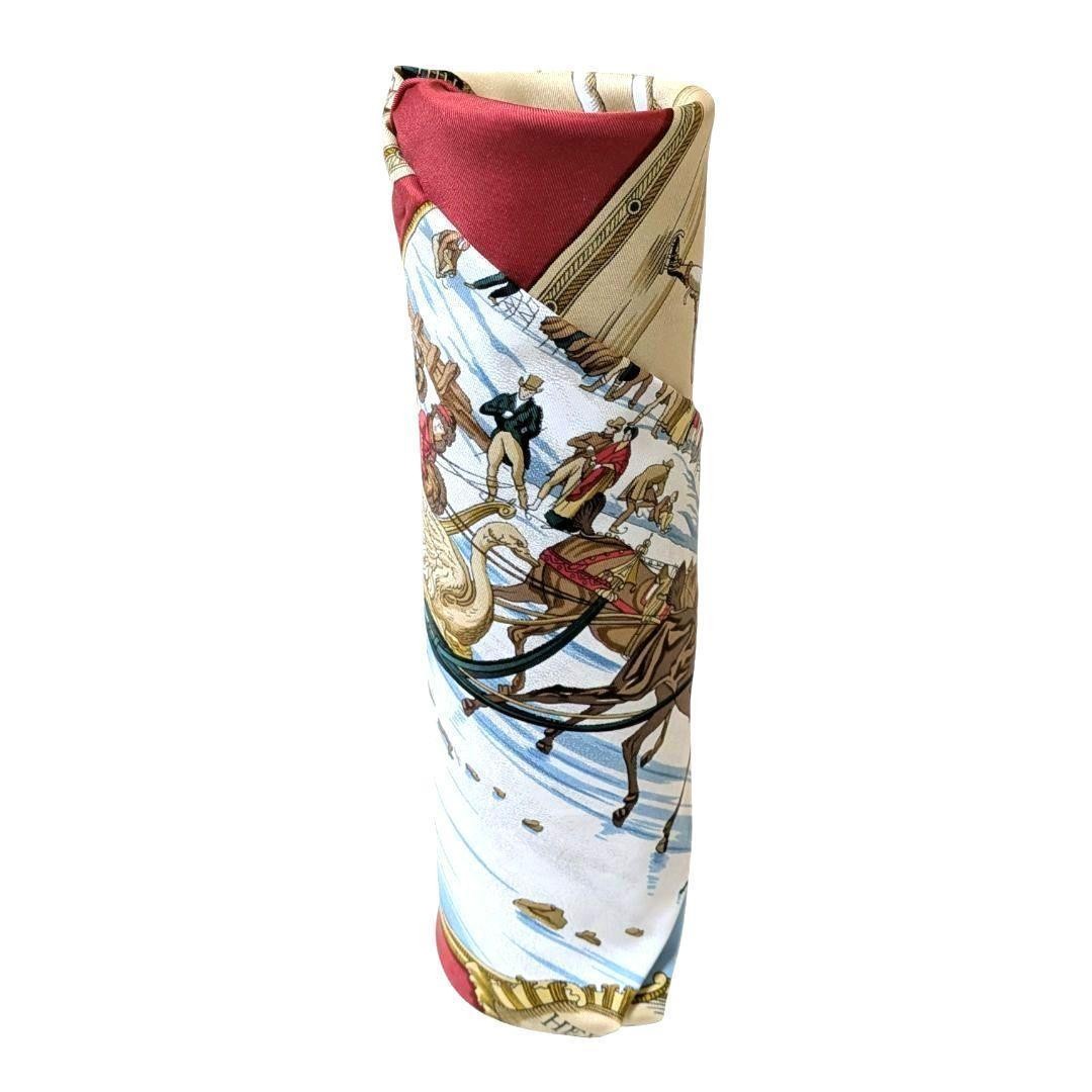 Hermès Carre 90 Joy on Ice Silk Scarf Rare Used image 3