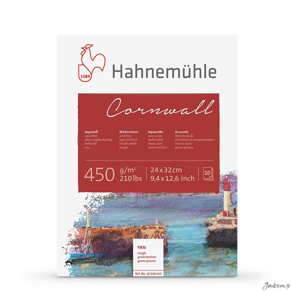 Hahnemuhle Cornwall Watercolour Paper Block 450gsm 24x32cm 10 Sheets Rough