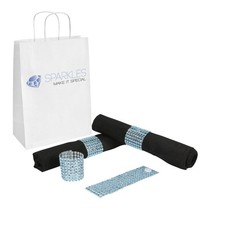 25 Light Blue Rhinestone Napkin Rings - 8 Row Reusable Fasteners