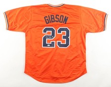 Camiseta deportiva retro firmada por Kirk Gibson de los Tigres de Detroit 1984 (JSA) 2x Campeón del Mundo