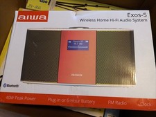 Aiwa Exos-5 Wireless Bluetooth Hi-Fi Home Speaker, FM Radio, Alarm Clock, Remote