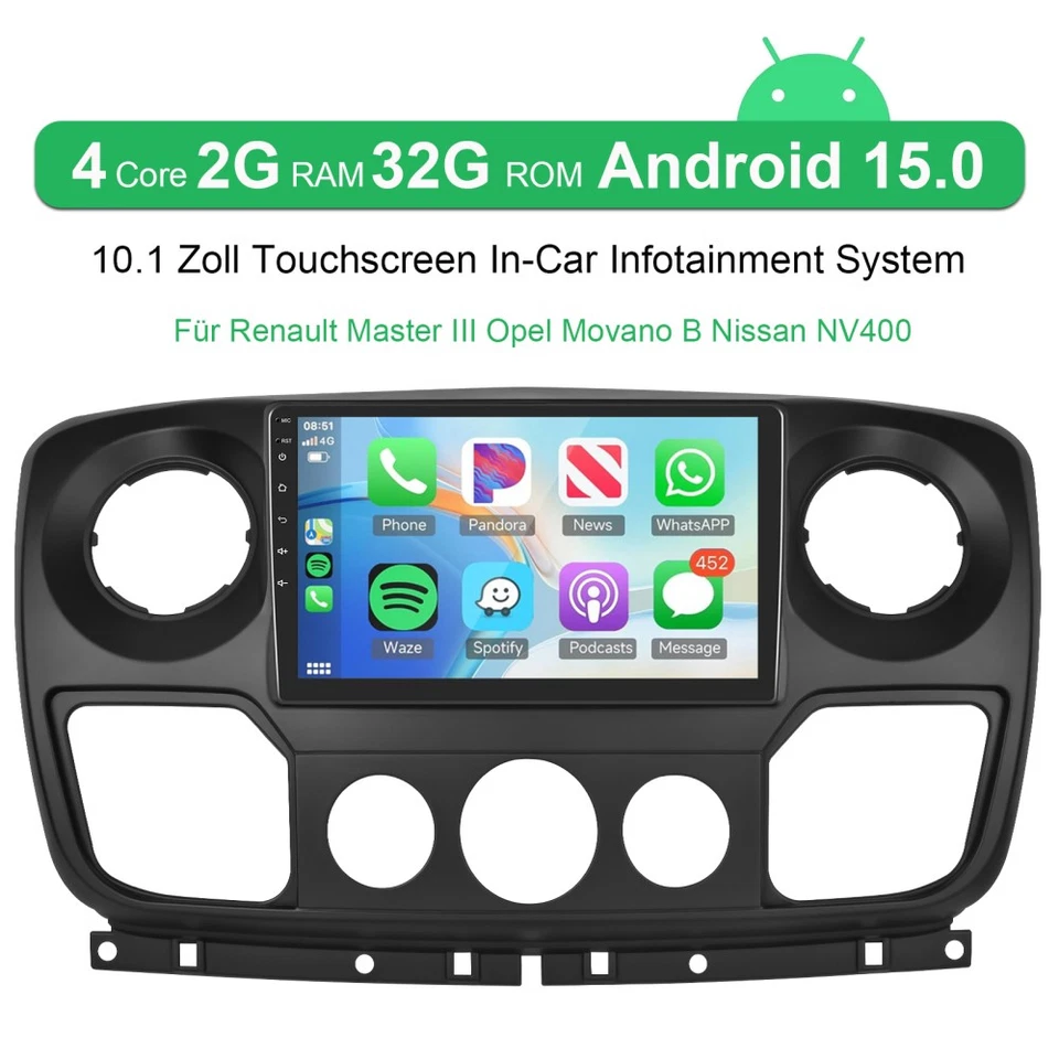 KAM+ Android 15 Autoradio GPS Für Renault Master III Opel Movano B Nissan NV400 - Bild 2 von 4