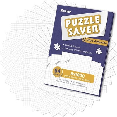 Ultra Adhesion Puzzle Glue Sheets,64 Puzzle Saver Sheets Preserves 8×1000 Pieces