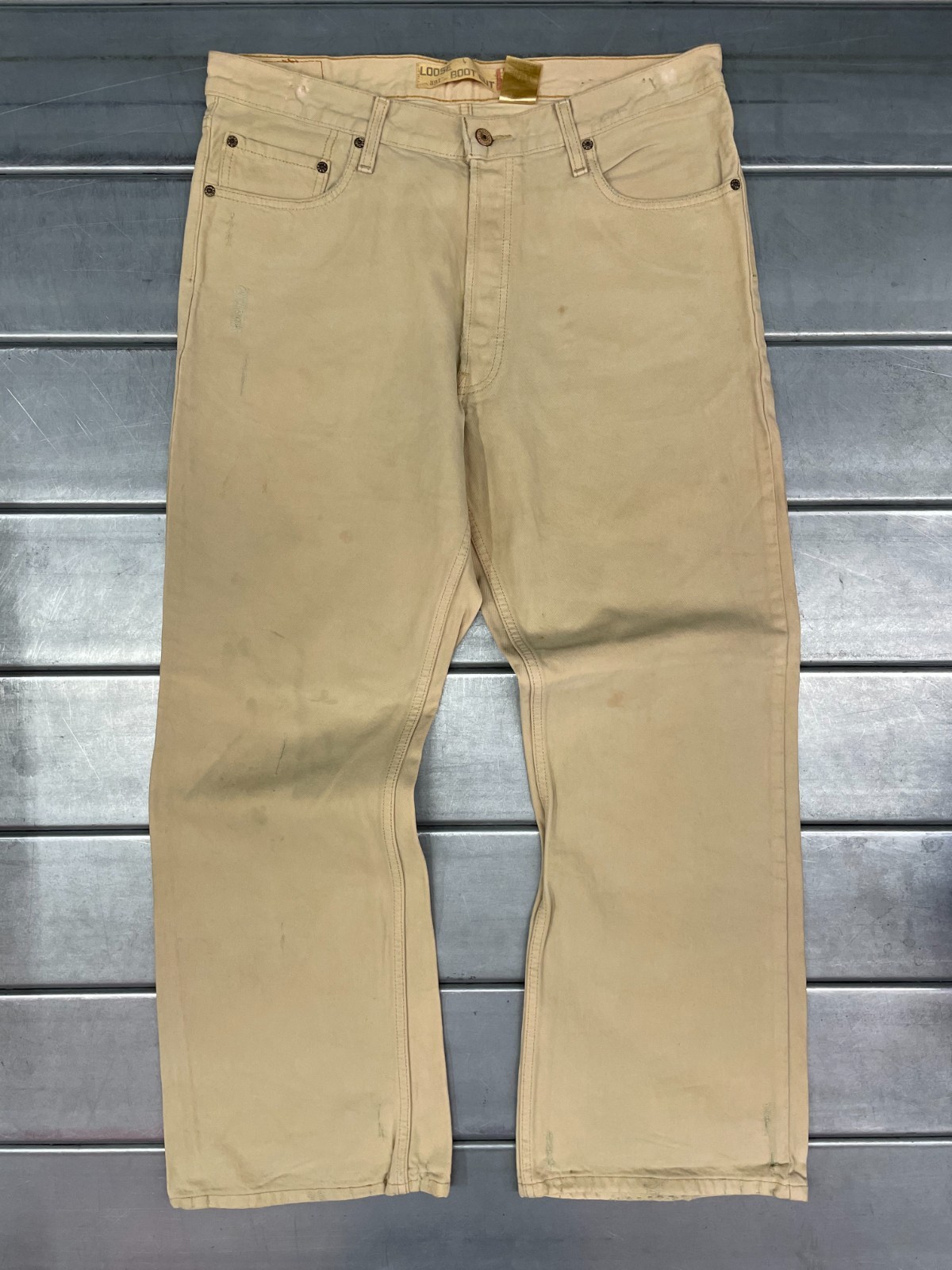 Levis 567 Loose Bootcut Jeans Mens 36x31 Tan Denim 100% Cotton