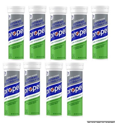 9  Tubes Propel Gatorade Electrolytes Tablets Kiwi Strawberry 80 Zero Sugar 9/26