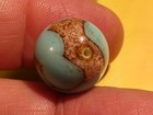 GIANT ANTIQUE HUBBELL ROUND TURQUOISE GLASS BEAD AQUA COLOR AND MATRIX 16.5 MM — photo 4