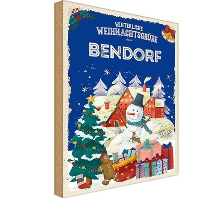Holzschild 30x20 cm Weihnachtsgrüße aus BENDORF Weihnachten Deko Geschenk Holz S