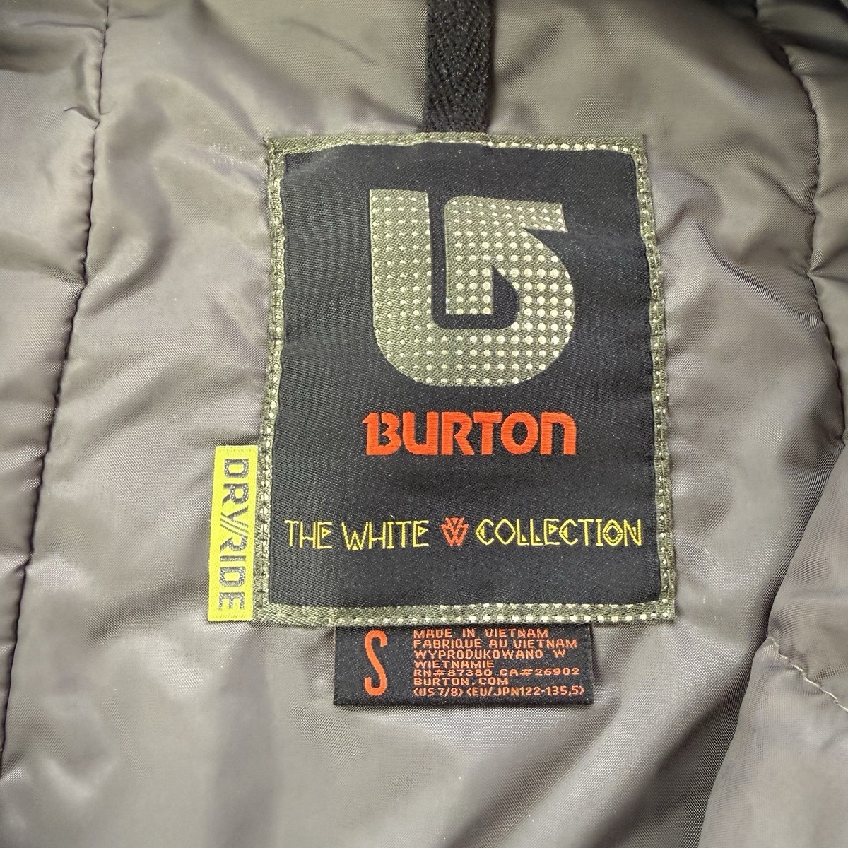 Burton The White Collection Ski Snowboard Jacket DryRide Black